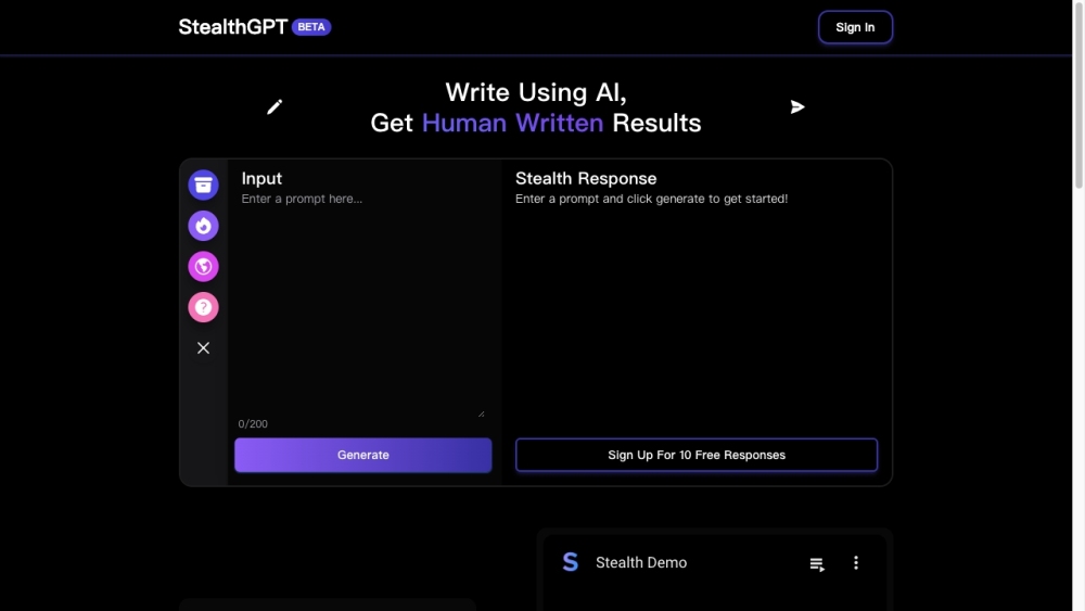 Stealthgpt website screenshot