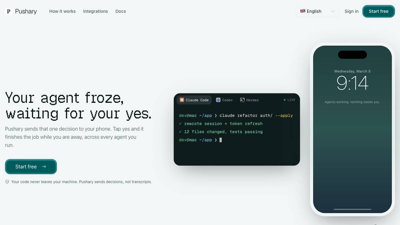 Pushary website screenshot