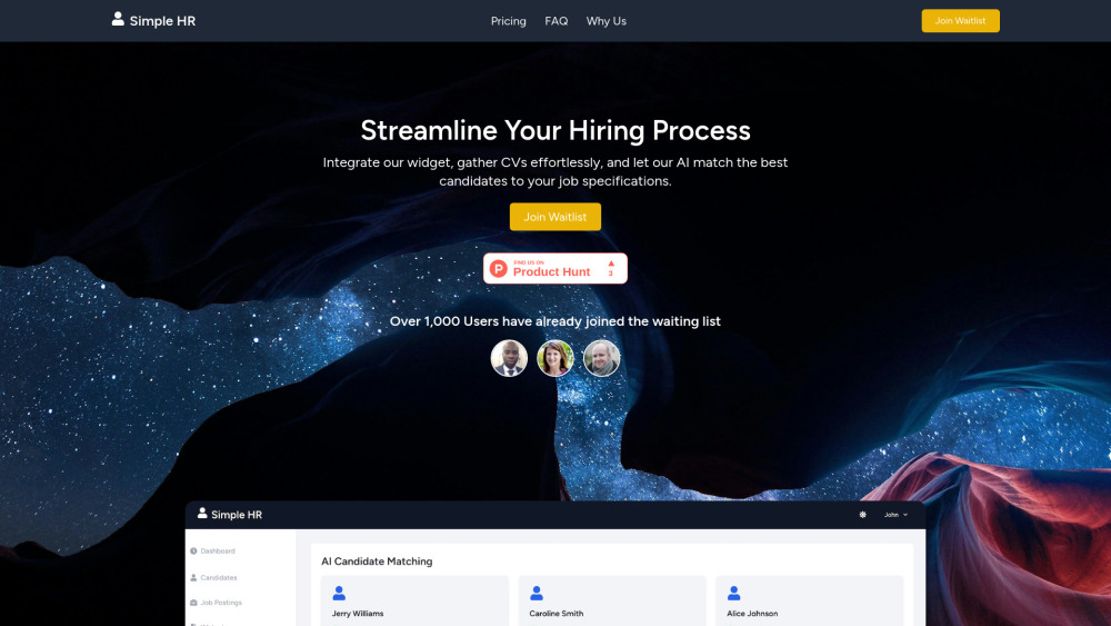 Simple HR website screenshot