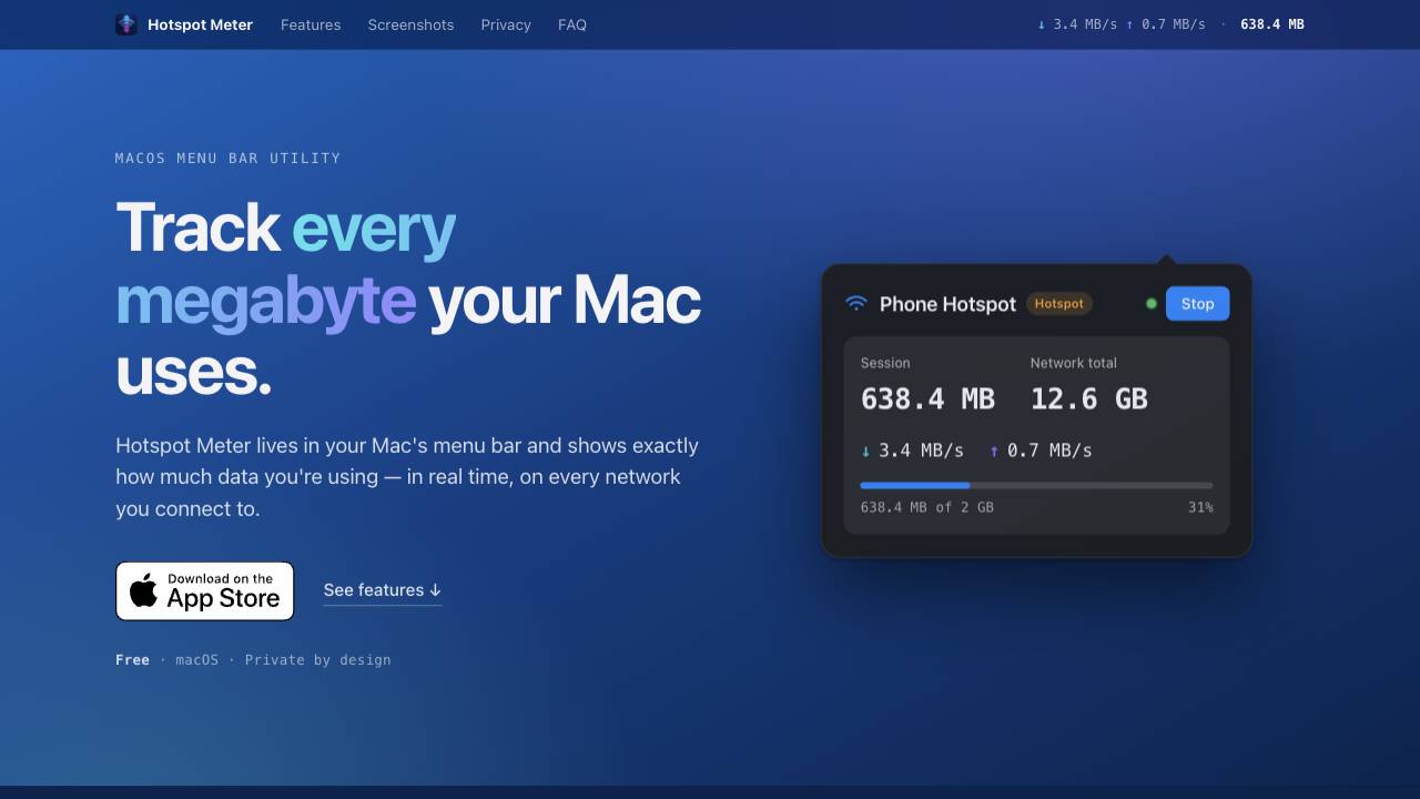 Hotspot Meter website screenshot