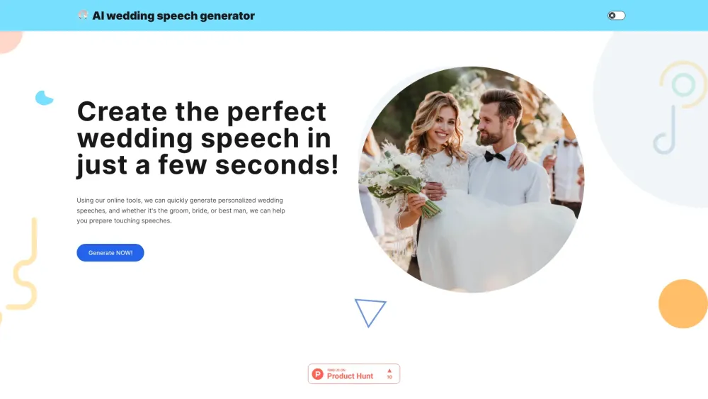 AI Wedding Generator website screenshot