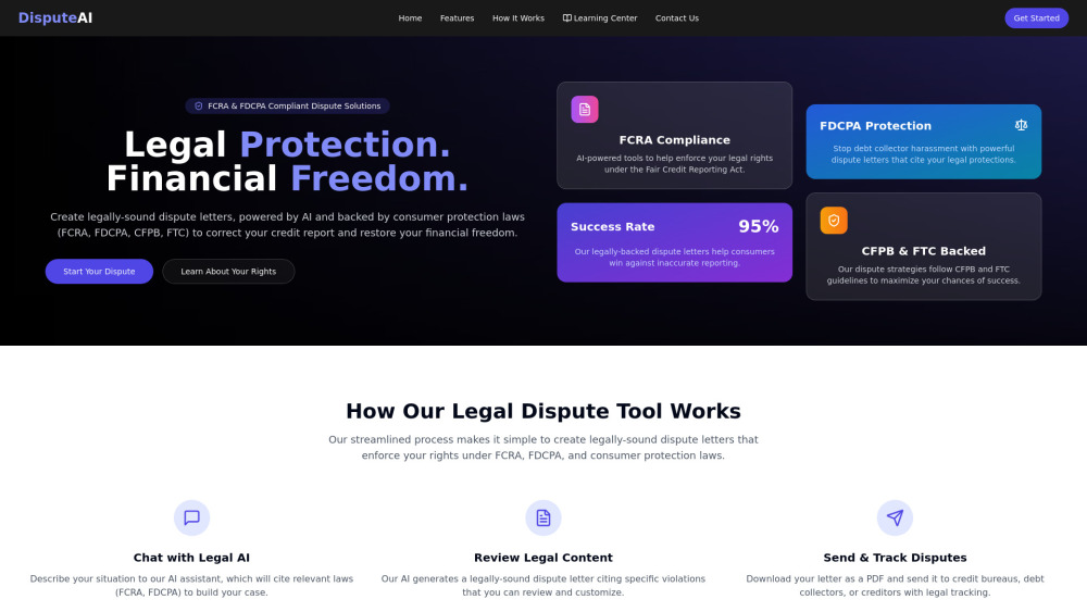 Disputeai website screenshot