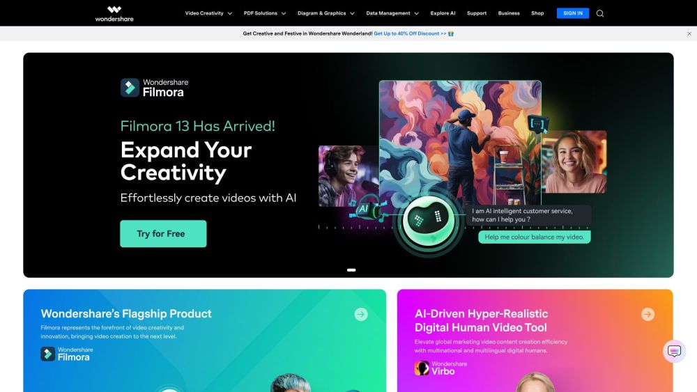 Wondershare website screenshot