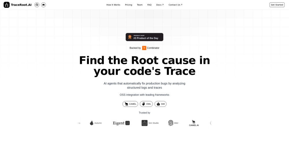 Traceroot Ai website screenshot