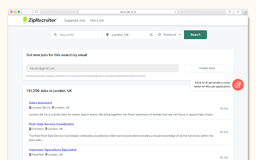 Ai Cover Letter Generator By Kickresume website screenshot