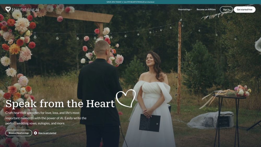 Heartstring Ai website screenshot