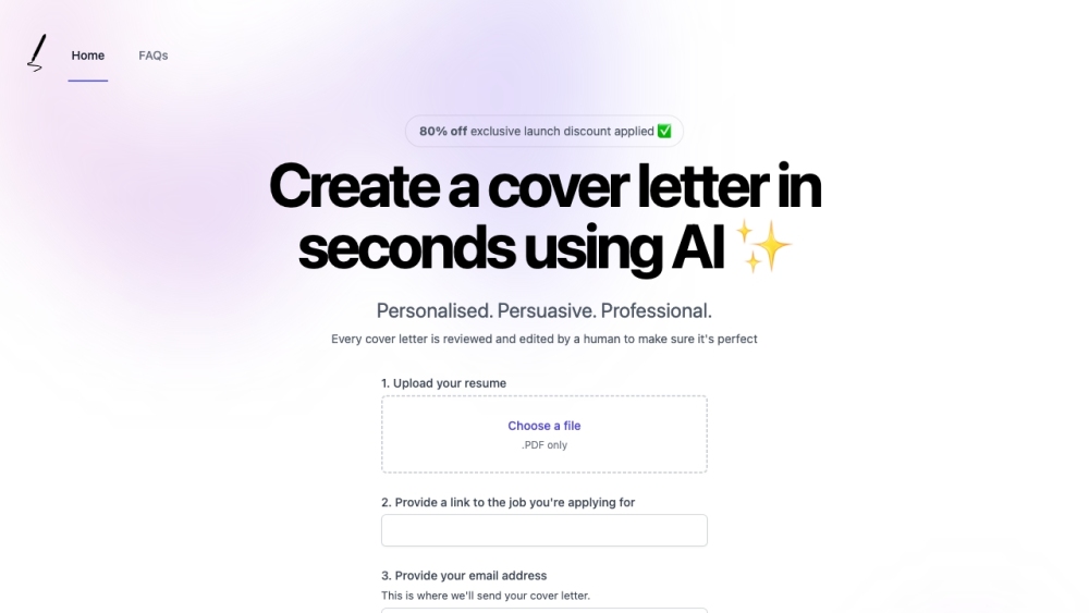 Write Me A Cover Letter website screenshot