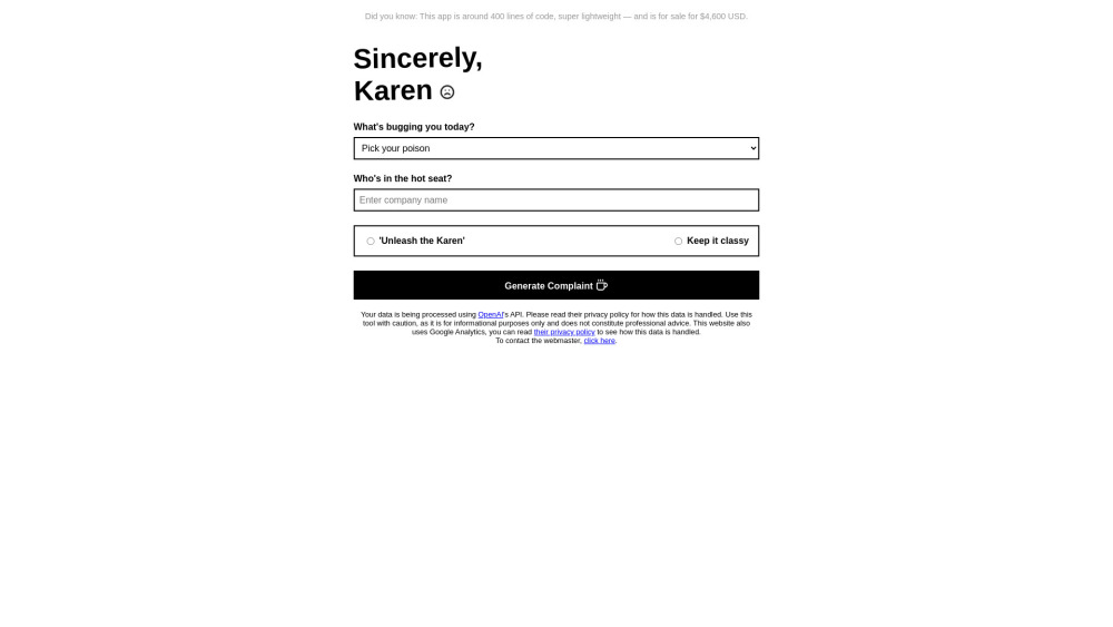 Sincerely Karen website screenshot