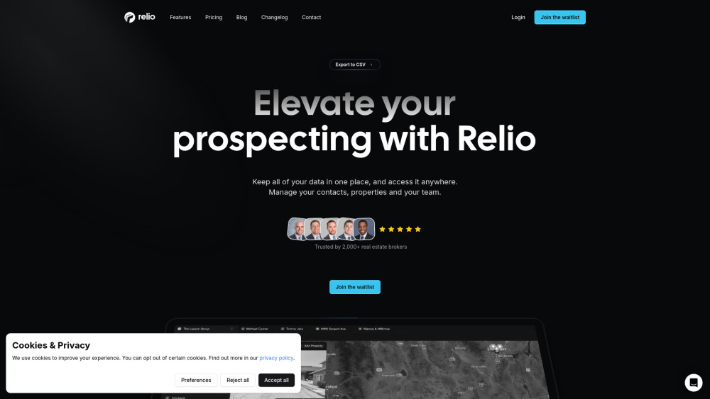Relio CRM website screenshot