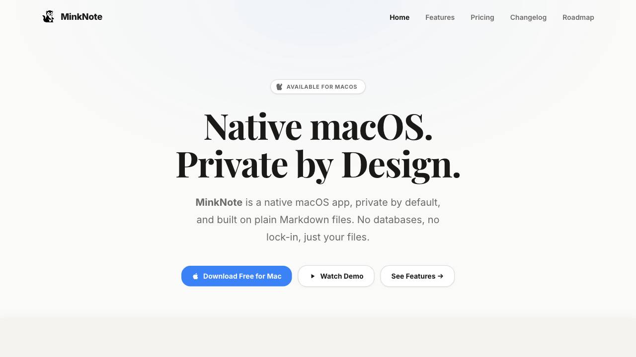MinkNote website screenshot