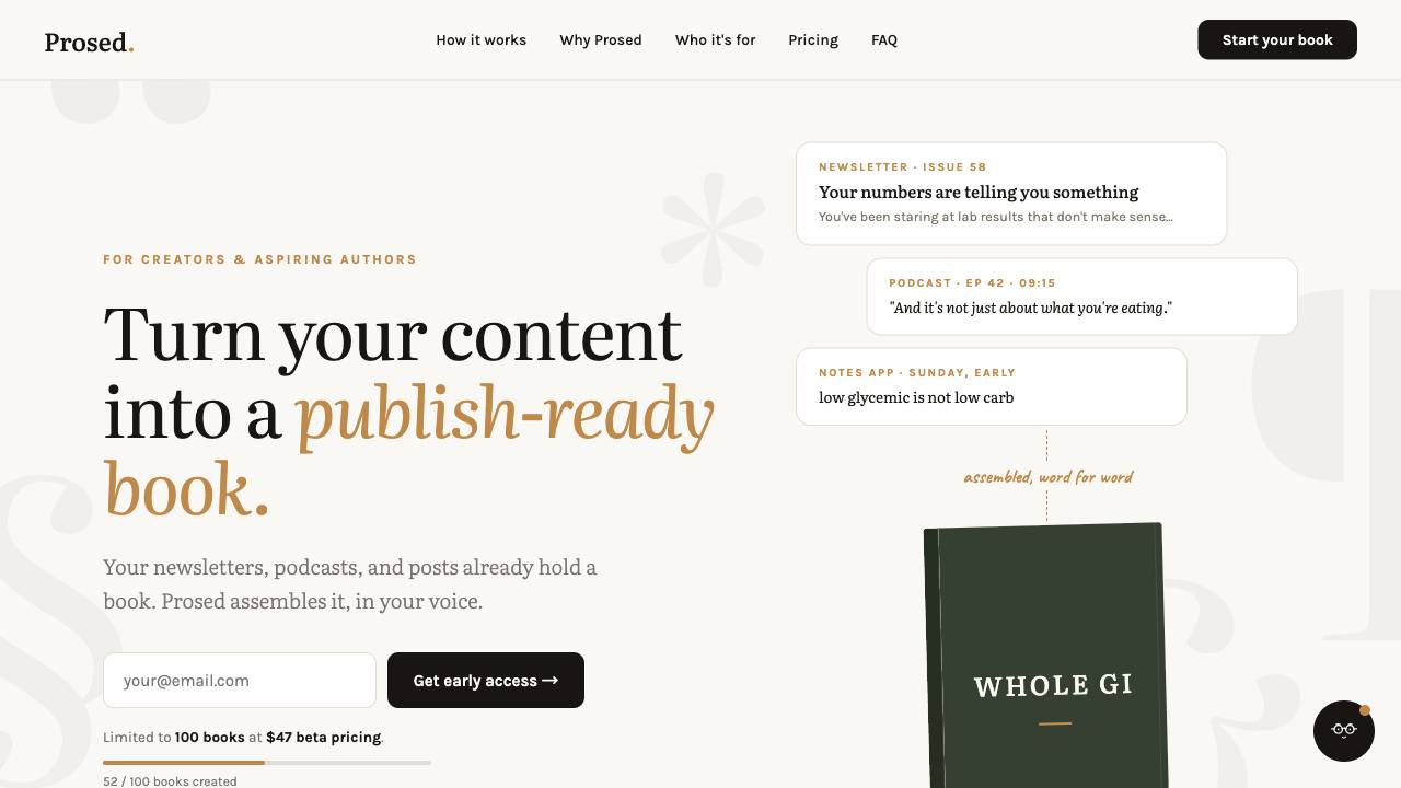 Prosed website screenshot