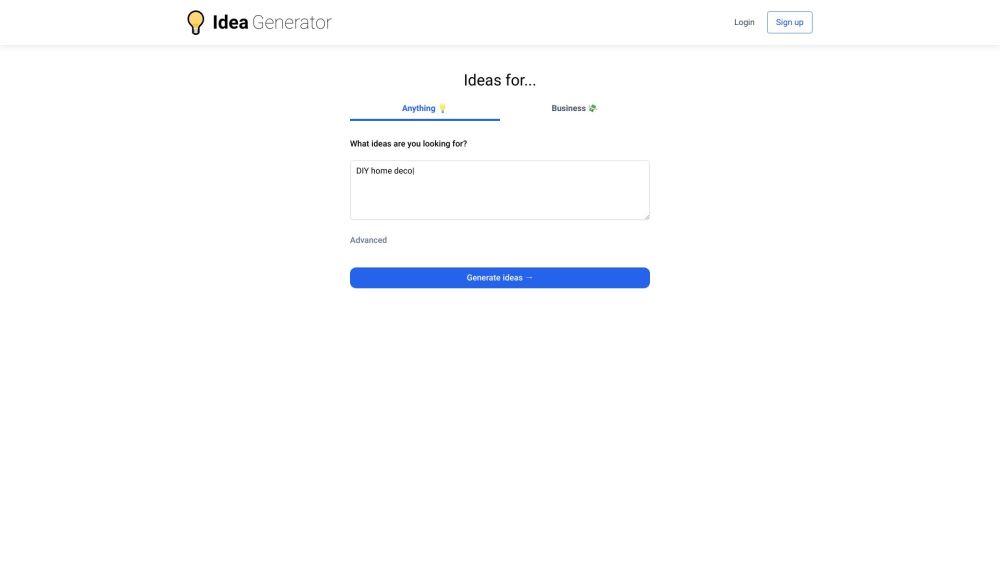 Idea Generator website screenshot