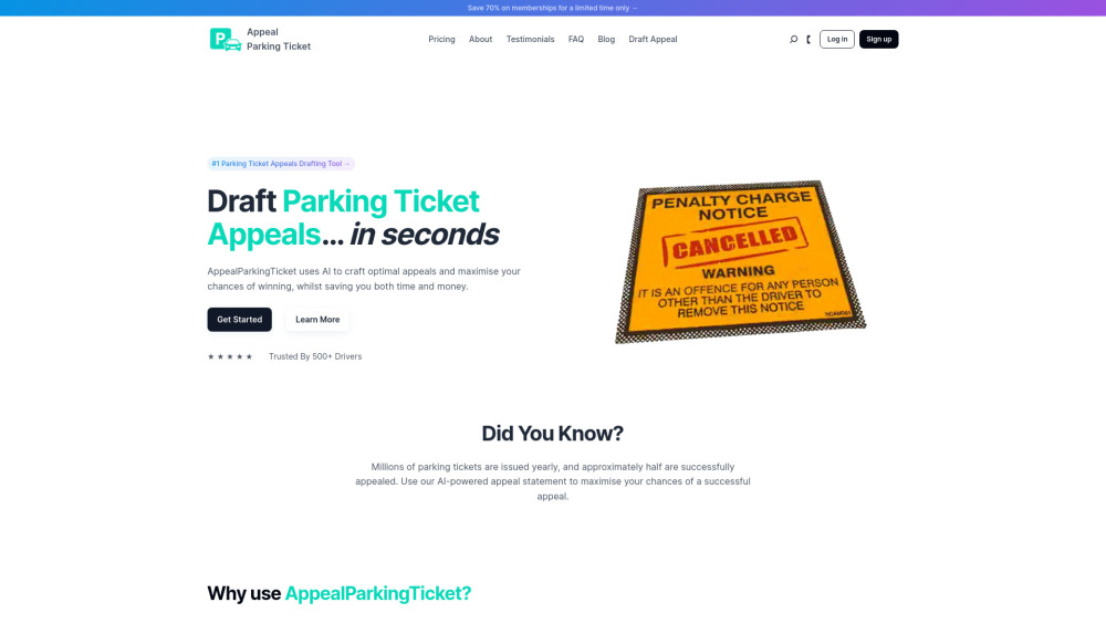Appeal Parking Ticket website screenshot