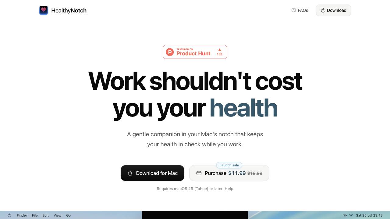 HealthyNotch website screenshot