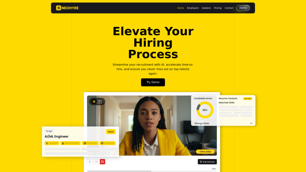 Neohyre website screenshot
