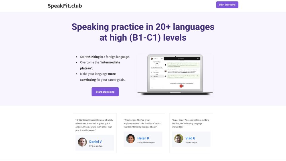 Speakfit website screenshot