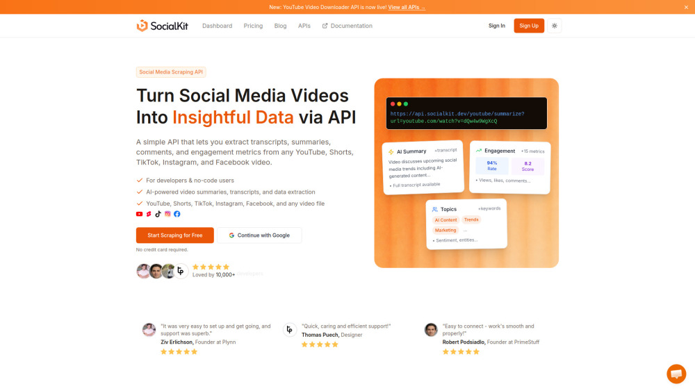 Socialkit website screenshot