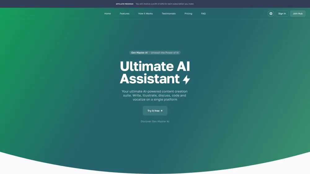 Gen Master AI website screenshot