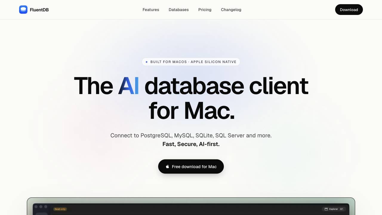 FluentDB website screenshot