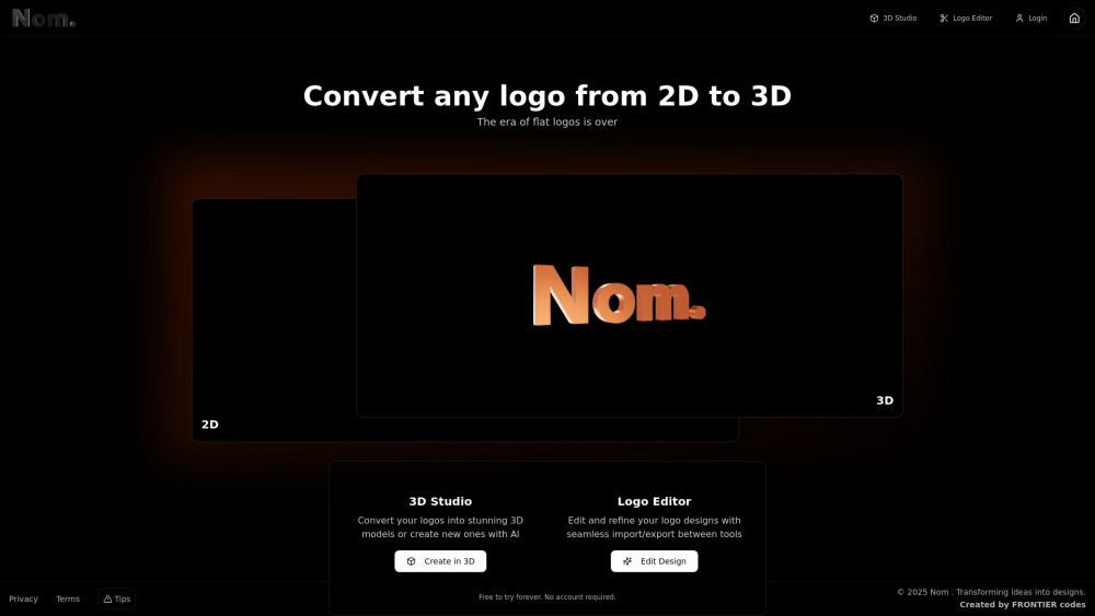 Nom3D Studio website screenshot