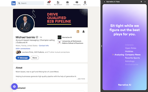 Narrative Ai Beta website screenshot