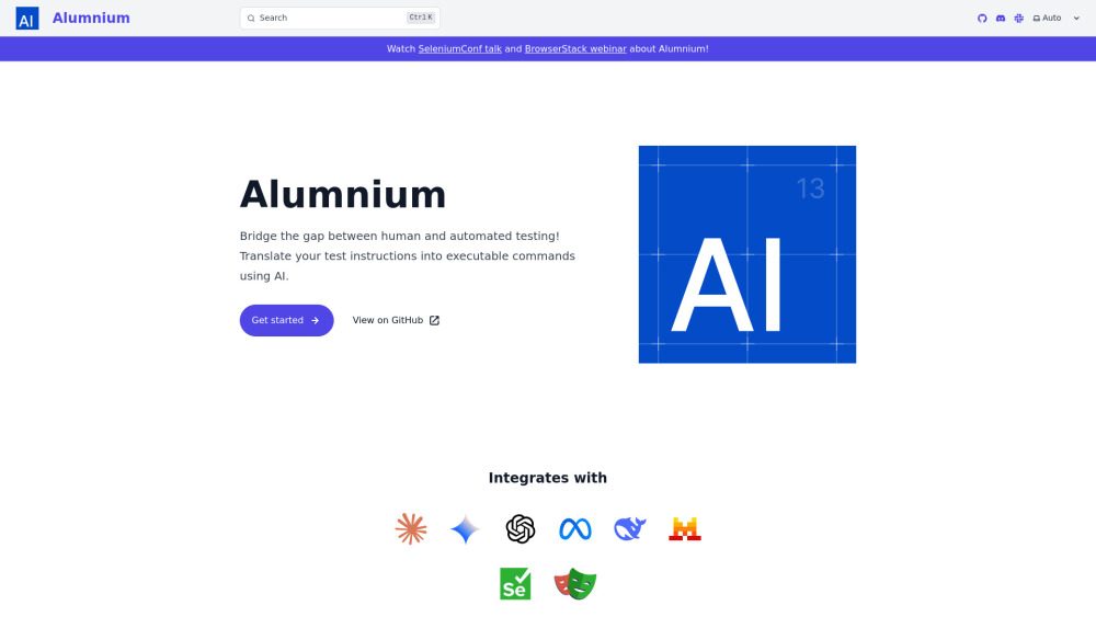 Alumnium website screenshot
