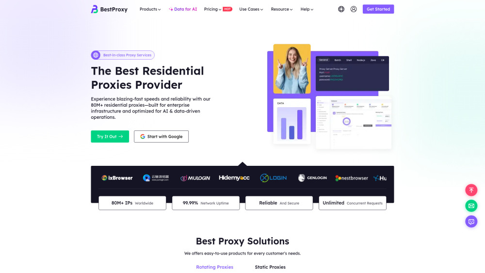 Bestproxy website screenshot