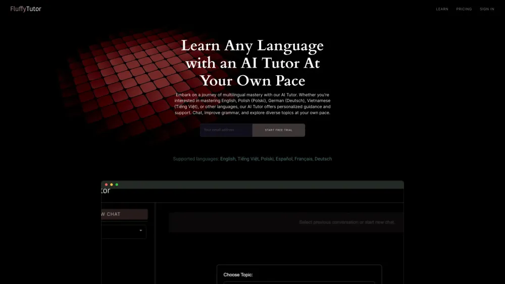 FluffyTutor website screenshot