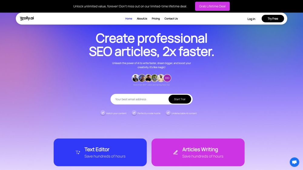 Trolly AI website screenshot