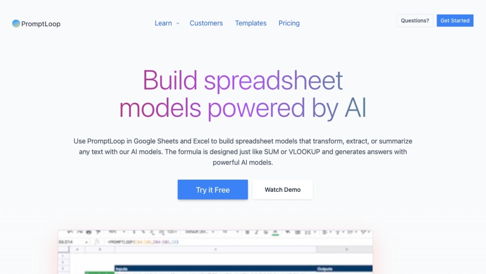 Promptloop website screenshot