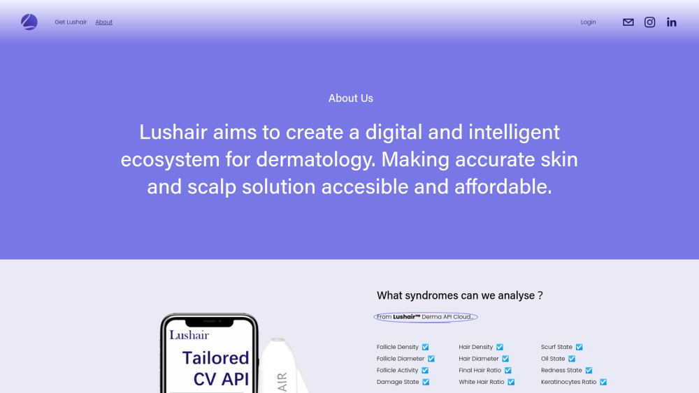 Lushair Scalp Explorer website screenshot