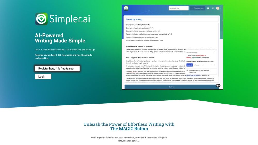 Simpler AI website screenshot