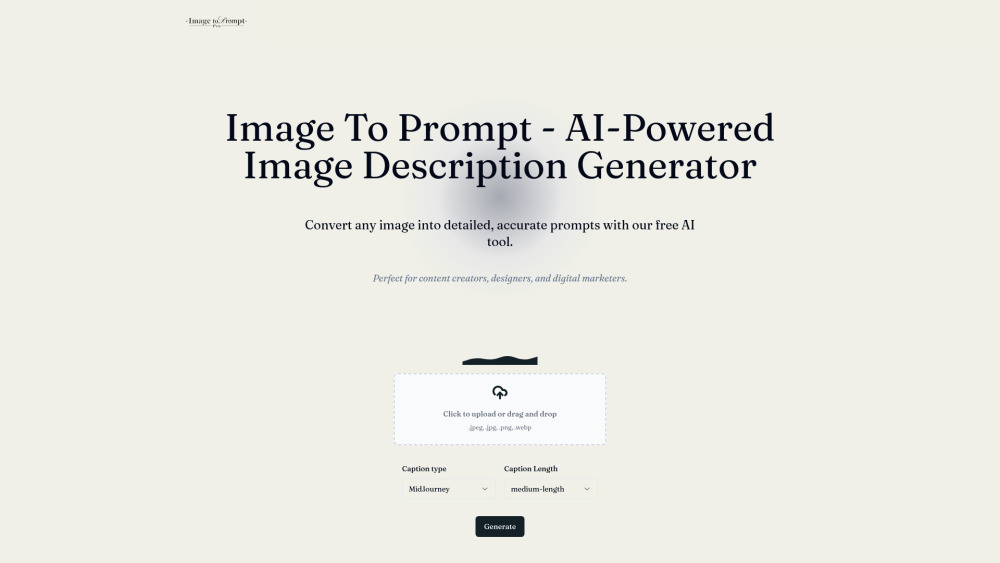 Image To Prompt Pro website screenshot