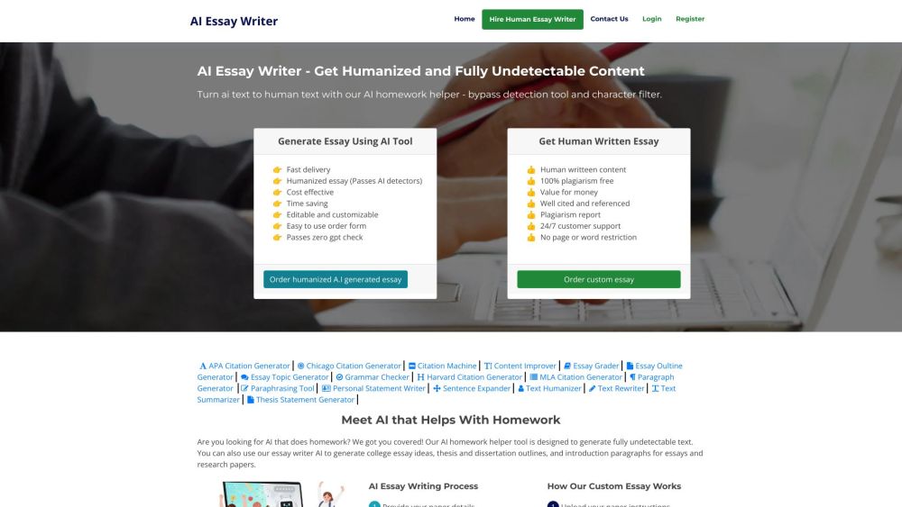 Ai Essay Writer website screenshot