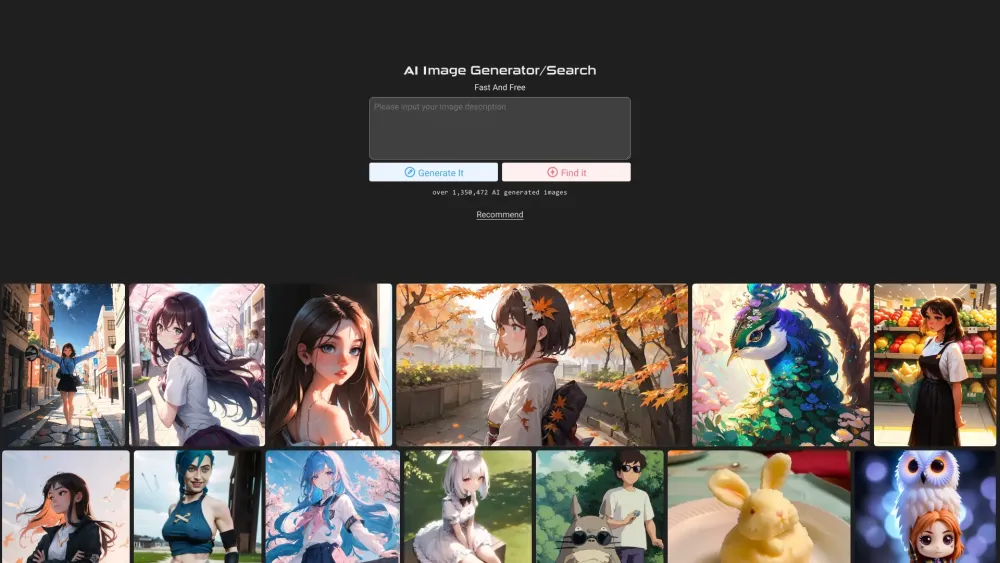 Ai Image Generator Search website screenshot