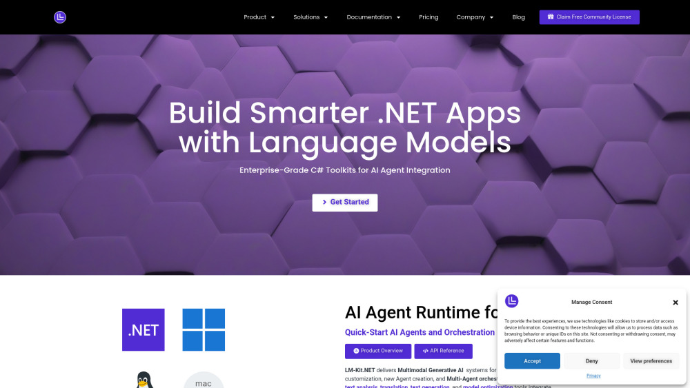 LM-Kit.NET website screenshot