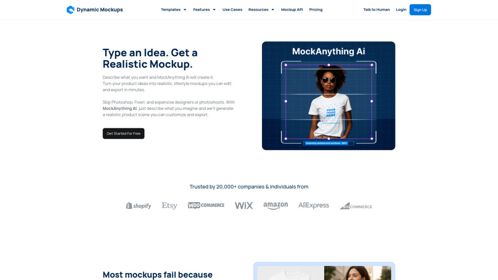 Mockanything Ai website screenshot