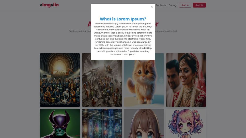 Imgi In website screenshot