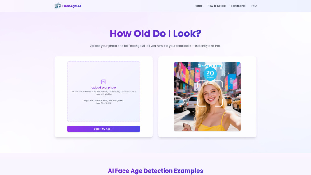 Faceage Ai website screenshot