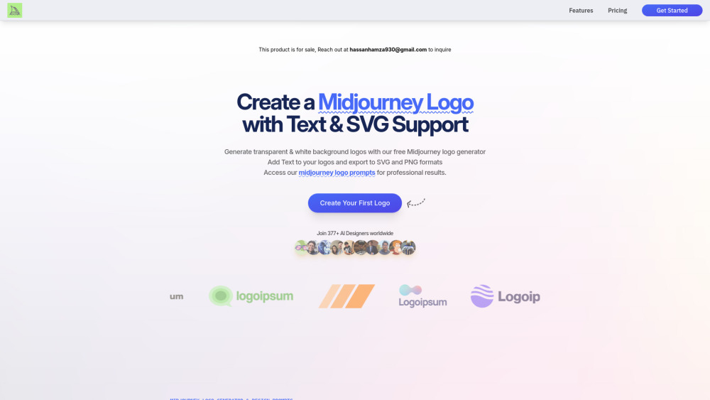Midjourney Logo Generator website screenshot
