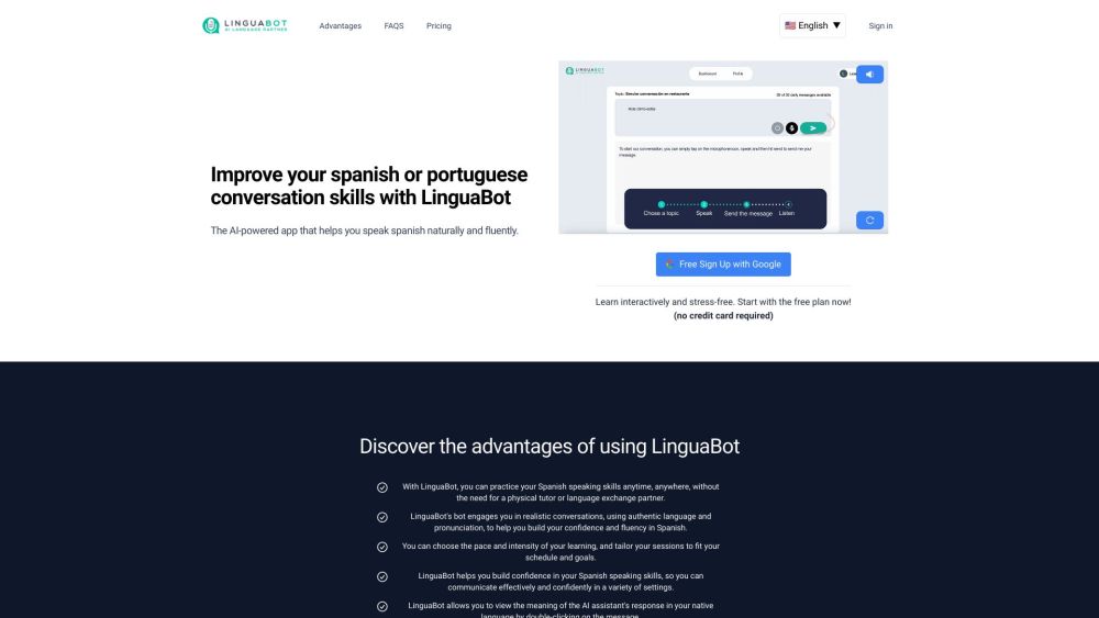 LinguaBot website screenshot