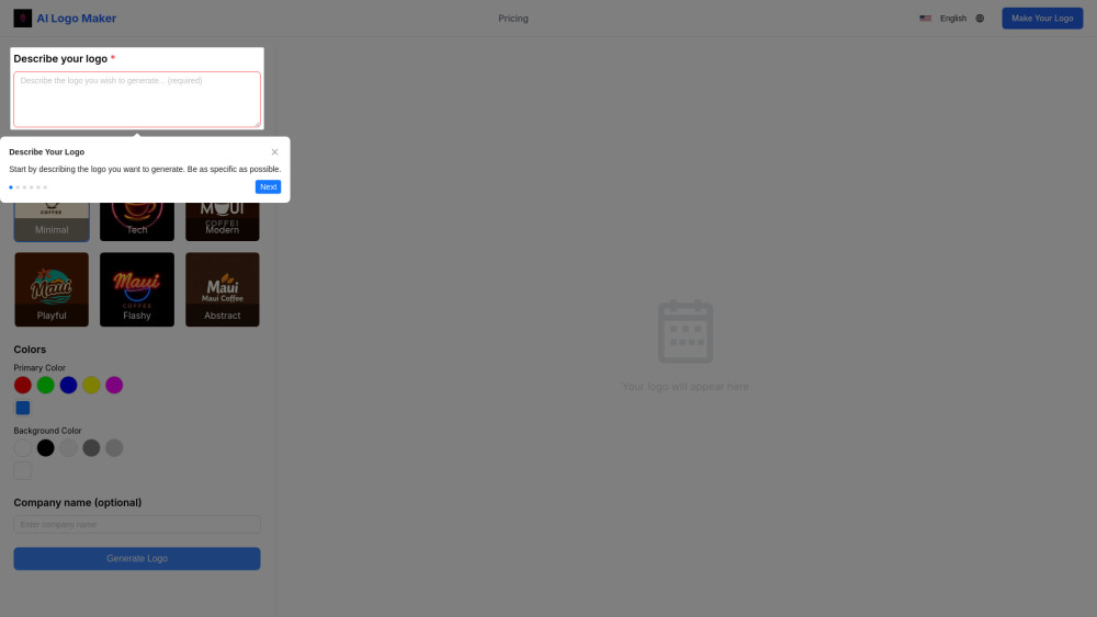 Ai Logo Maker website screenshot