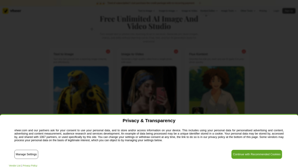 Vheer website screenshot