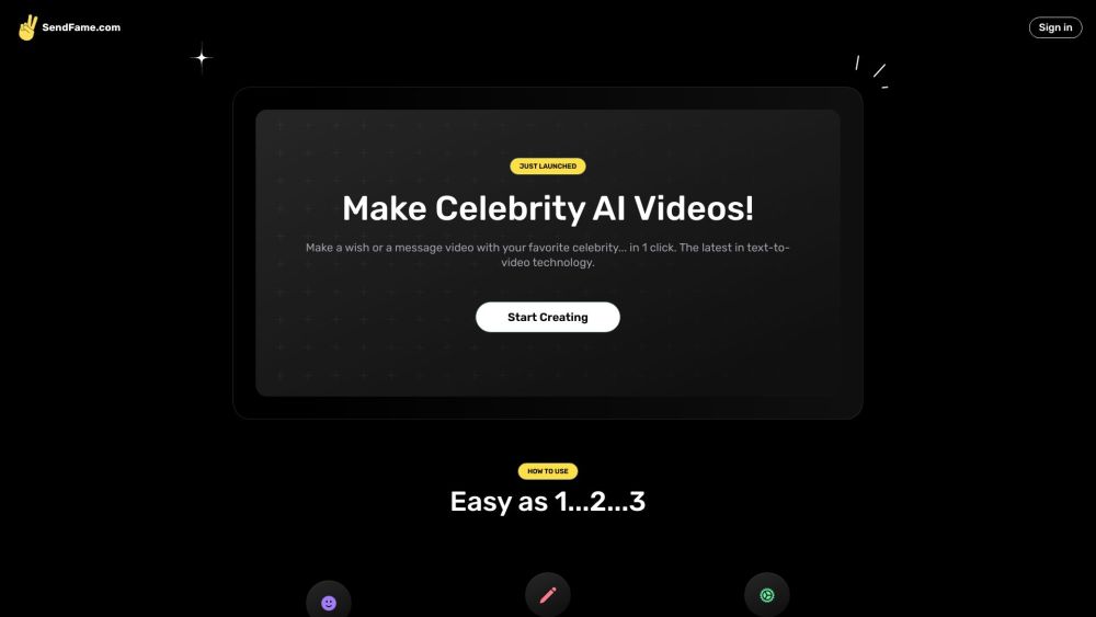 Sendfame website screenshot