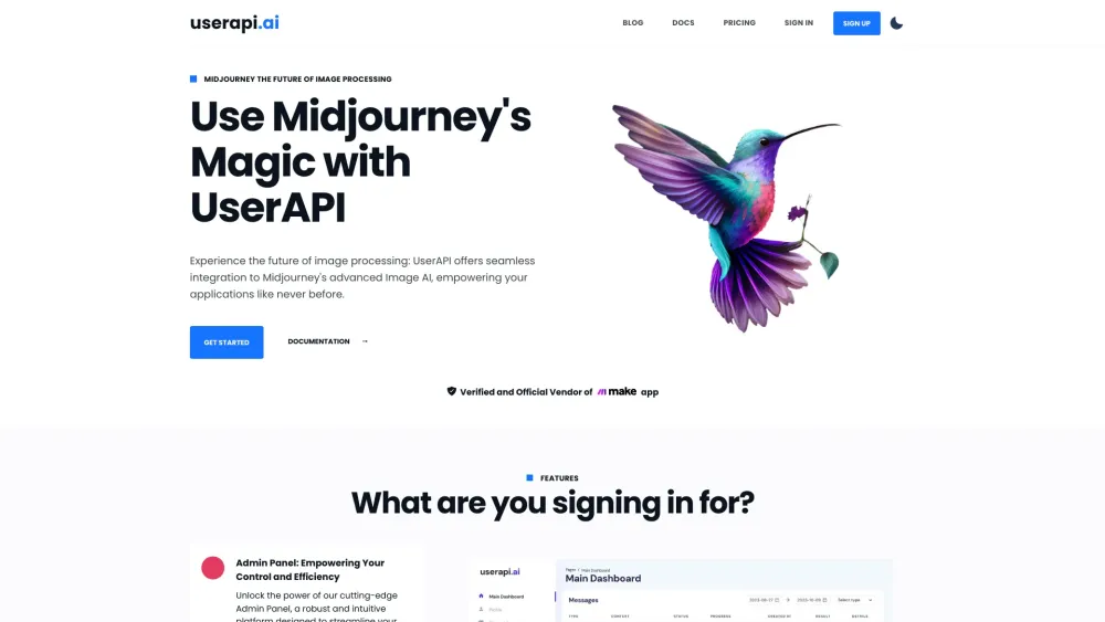 Userapi Ai website screenshot