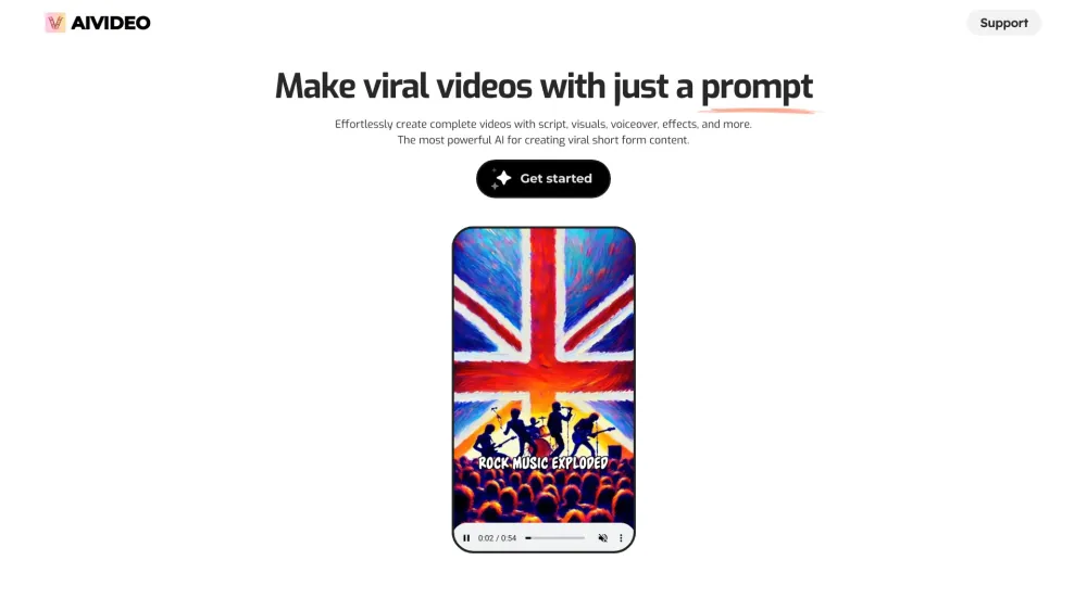 Aivideo website screenshot