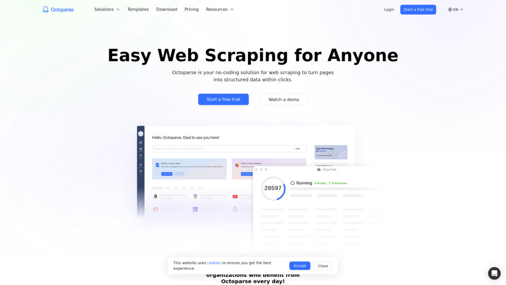 Octoparse website screenshot