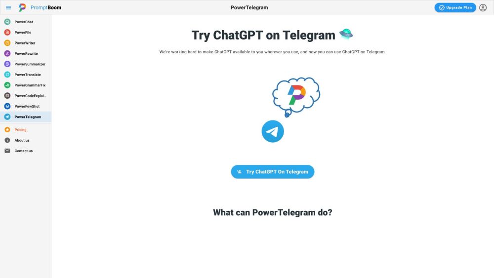 Powertelegram website screenshot