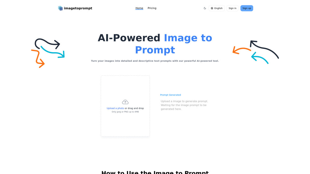 Imagetoprompt website screenshot