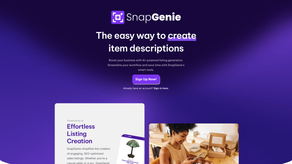 Snapgenie website screenshot